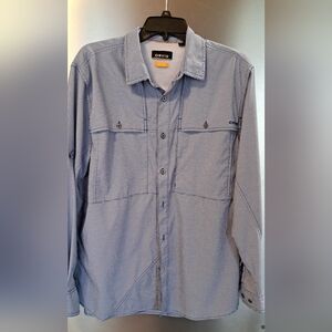 Orvis Shirt Blue White Checks Active Fit Utility Fishing Hiking Performance Med
